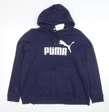Puma Womens Navy Blue Pullover Hoodie Size XL Cotton Blend