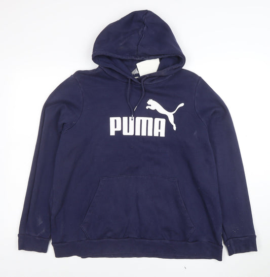 Puma Womens Navy Blue Pullover Hoodie Size XL Cotton Blend