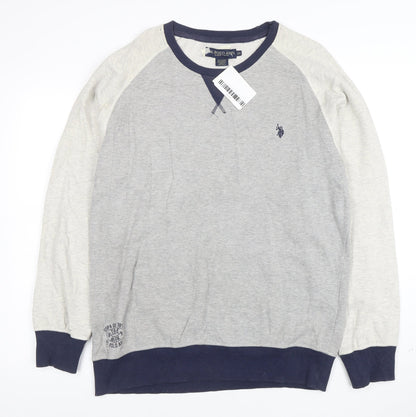 U.S. Polo Assn. Men's Grey Sweatshirt XXL Crew Neck Cotton Blend