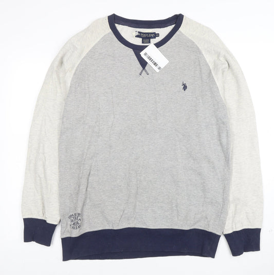 U.S. Polo Assn. Men's Grey Sweatshirt XXL Crew Neck Cotton Blend
