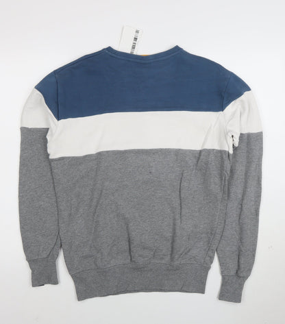 Ellesse Men’s Blue White Grey Colour Block Sweatshirt M Regular Fit