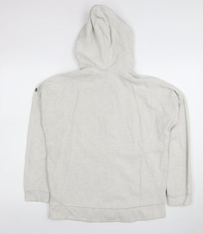 Adidas Women Grey Full Zip Hoodie Size 14 Cotton Blend Hooded Sweatshirt
