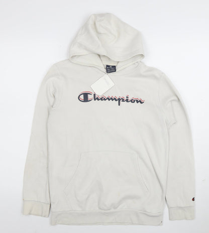 Champion Teens Beige Pullover Hoodie XL Graphic Print Cotton Blend