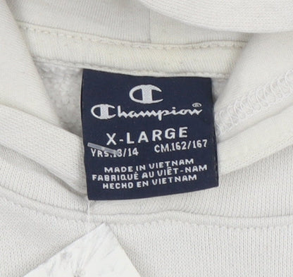 Champion Teens Beige Pullover Hoodie XL Graphic Print Cotton Blend