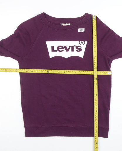 Levi's Womens Purple XS Pullover Graphic Logo Sweatshirt