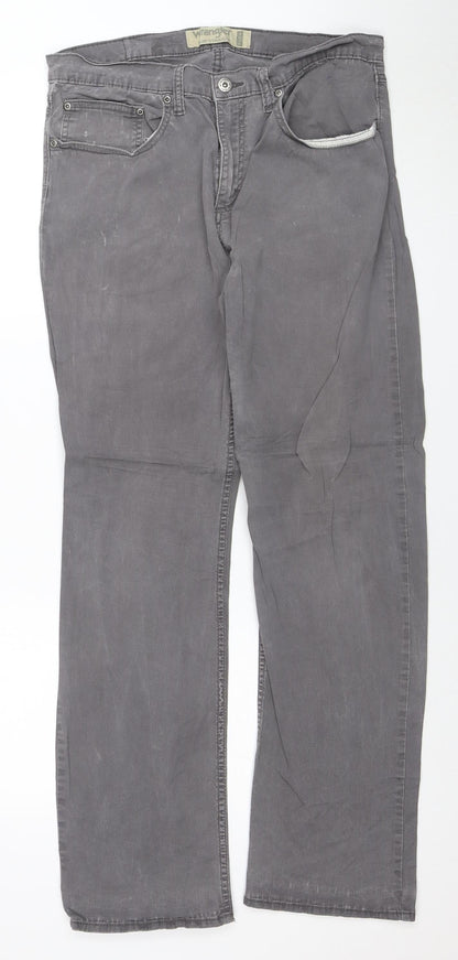 Wrangler Mens Grey Slim Straight Jeans 33W 32L Stretch Denim