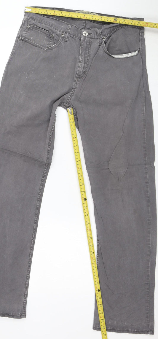 Wrangler Mens Grey Slim Straight Jeans 33W 32L Stretch Denim