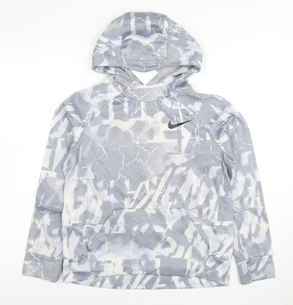 Nike Boys Grey Camouflage Dri-Fit Pullover Hoodie Size L