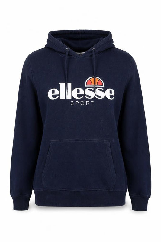 Ellesse Women's Navy Blue Pullover Hoodie UK 12 Cotton Blend Logo Sport Style