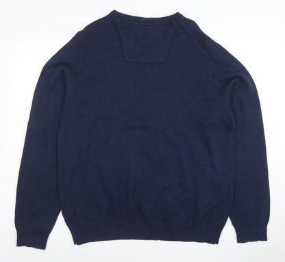 IZOD Men's Blue V-Neck Cotton Blend Pullover Jumper XL