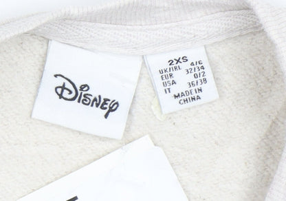 Disney Womens Beige Sweatshirt 2XS Mickey & Pluto Graphic Pullover