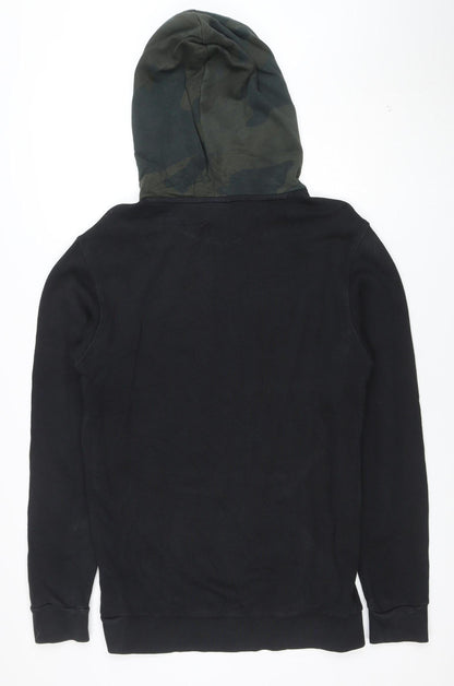 adidas Men's Black Pullover Hoodie S Camo Hood Graphic Logo Sweatshirt