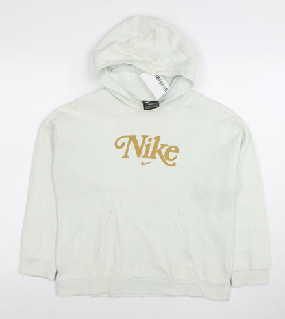 Nike Girls White Pullover Hoodie Loose Fit Size 146 Logo Sportswear