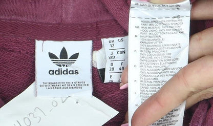 Adidas Women’s Burgundy Pullover Hoodie UK 12 Cotton Blend Casual