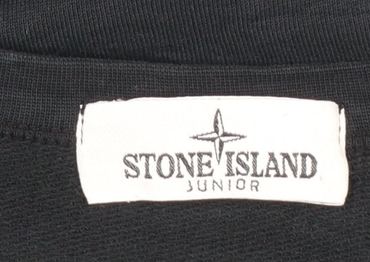 Stone Island Junior Black Cotton Crew Neck Boys Sweatshirt Size 12 (156cm)