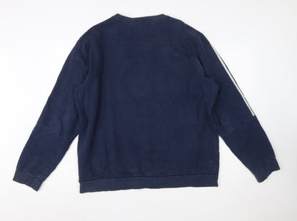 Adidas Mens Blue XL Pullover Sweatshirt Crew Neck Logo Sportswear