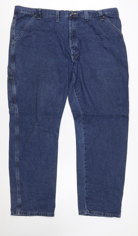 Wrangler Men's Blue 44x32 Straight Fit Denim Jeans