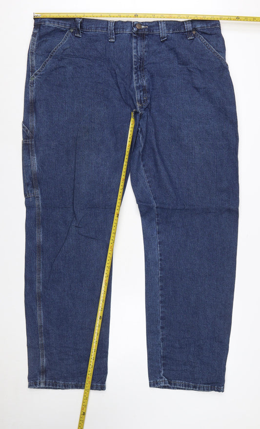 Wrangler Men's Blue 44x32 Straight Fit Denim Jeans