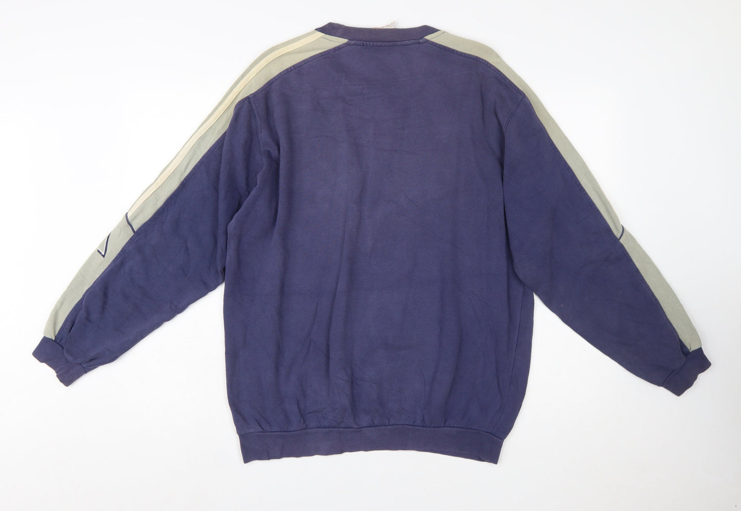 Adidas Men Blue Retro Logo Crew Neck Pullover Sweatshirt S