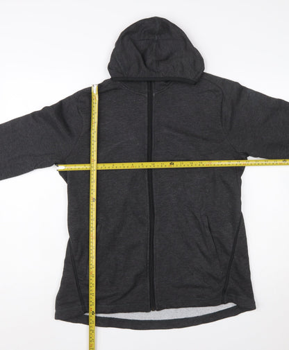 Adidas Womens Black Full Zip Hoodie L 16-18 Climalite Lightweight