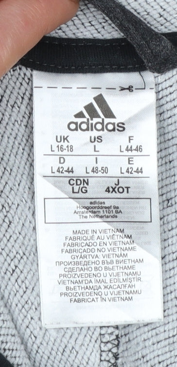 Adidas Womens Black Full Zip Hoodie L 16-18 Climalite Lightweight