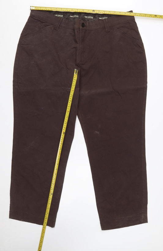 Lee Comfort Women's Brown Cotton Stretch Chino Trousers Size 22W