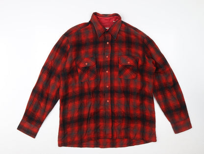 Back Packer Men's Red Flannel Plaid Button-Up Shirt Size L
