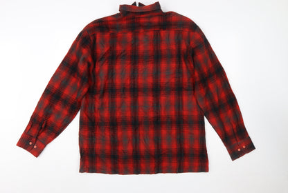 Back Packer Men's Red Flannel Plaid Button-Up Shirt Size L