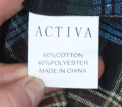 Activa Men's Multicoloured Plaid Flannel Button-Up Shirt L