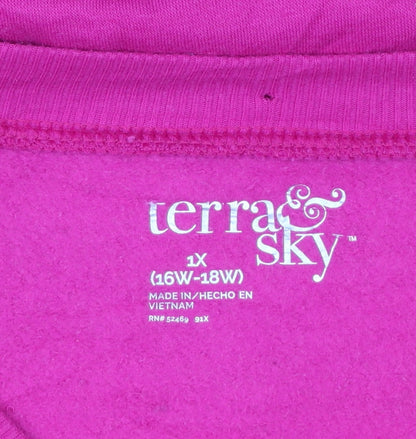 Terra & Sky Women's Pink Pullover Sweatshirt Size 18 Plus Cotton Blend
