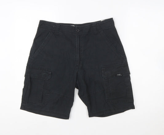 Wrangler Men's Black Cargo Shorts Size 32 Regular Cotton Stretch