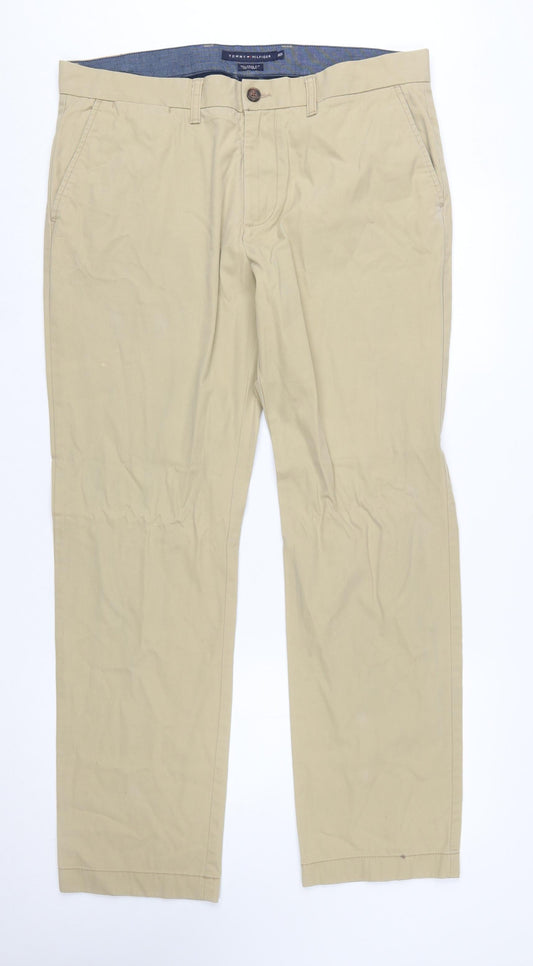 Tommy Hilfiger Men's Beige Chino Trousers 36W 32L Classic Fit