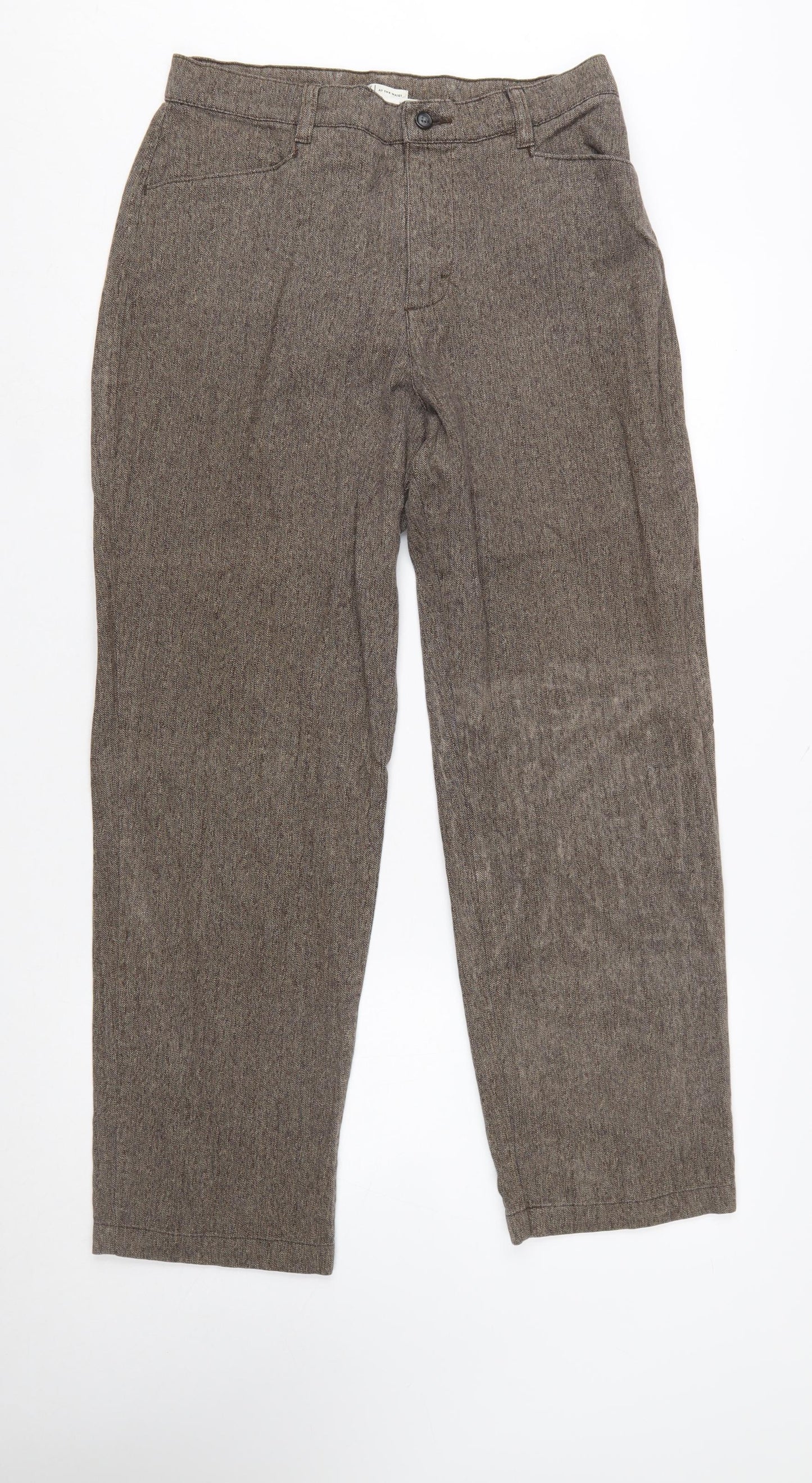 Lee Women’s Brown Herringbone Chino Trousers Size 12 Regular Fit