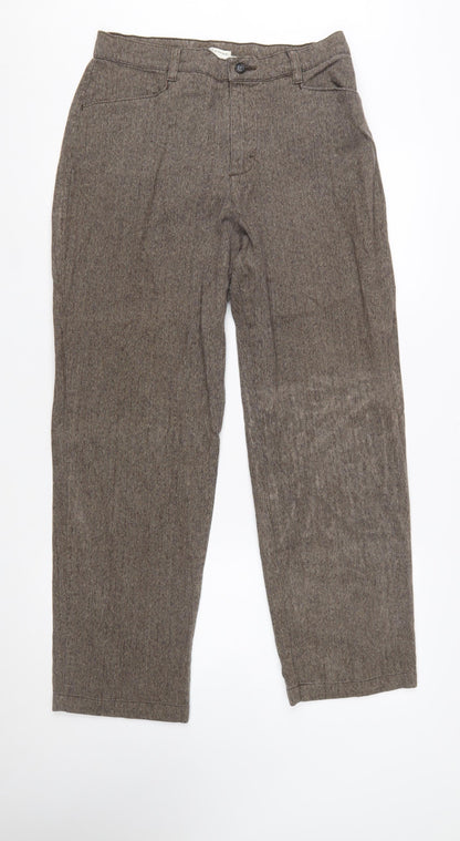 Lee Women’s Brown Herringbone Chino Trousers Size 12 Regular Fit