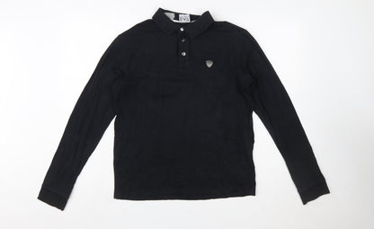 Emporio Armani EA7 Men's Black Long Sleeve Cotton Polo Shirt Size L