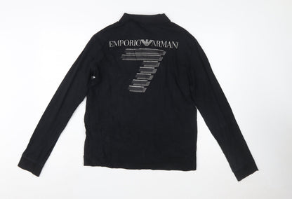 Emporio Armani EA7 Men's Black Long Sleeve Cotton Polo Shirt Size L