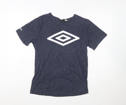 Umbro Men's Blue Small Sports Graphic Logo Crew Neck T-Shirt