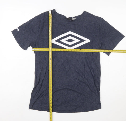 Umbro Men's Blue Small Sports Graphic Logo Crew Neck T-Shirt