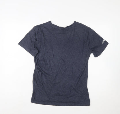Umbro Men's Blue Small Sports Graphic Logo Crew Neck T-Shirt
