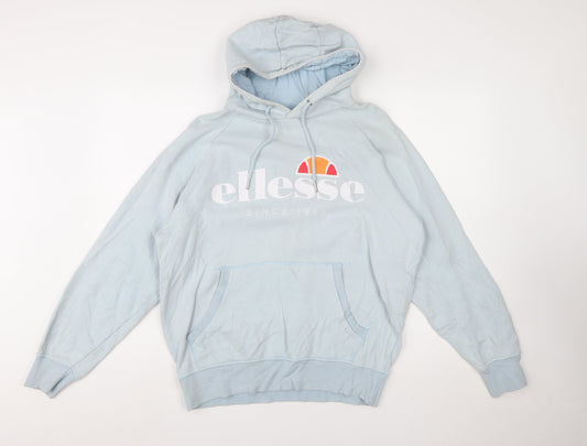 Ellesse Men's Blue Pullover Hoodie L Sports Logo Fleece