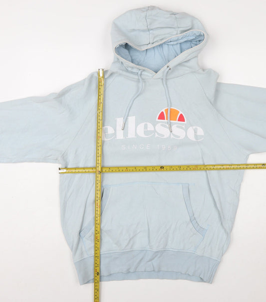 Ellesse Men's Blue Pullover Hoodie L Sports Logo Fleece