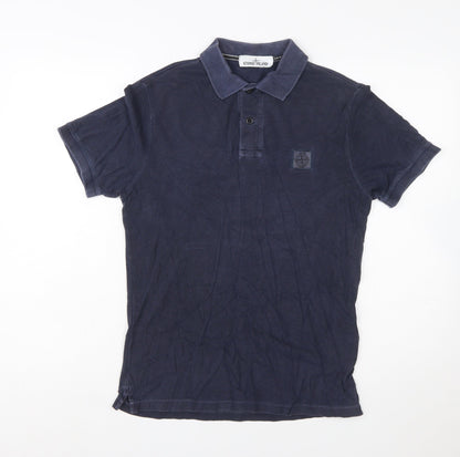 Stone Island Men's Blue Slim Fit Cotton Polo Shirt Size S