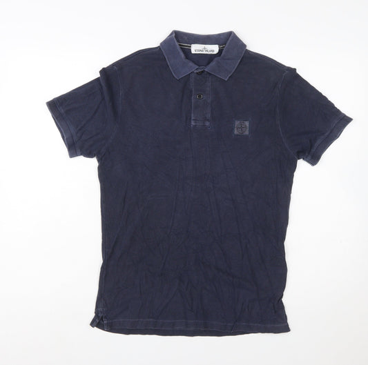 Stone Island Men's Blue Slim Fit Cotton Polo Shirt Size S