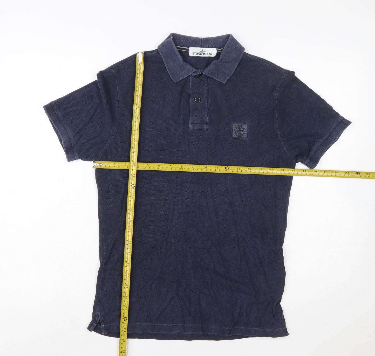 Stone Island Men's Blue Slim Fit Cotton Polo Shirt Size S