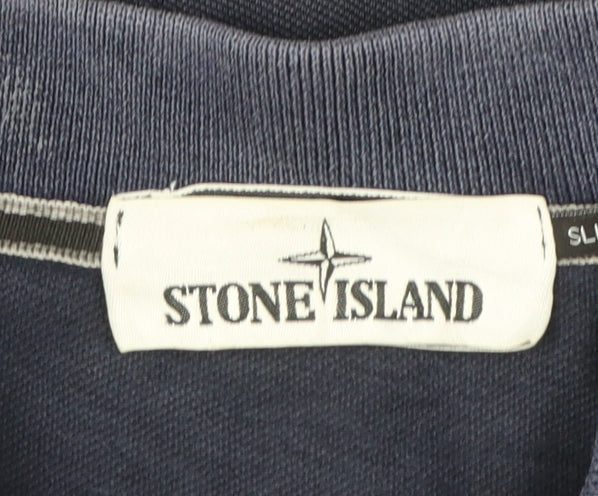 Stone Island Men's Blue Slim Fit Cotton Polo Shirt Size S