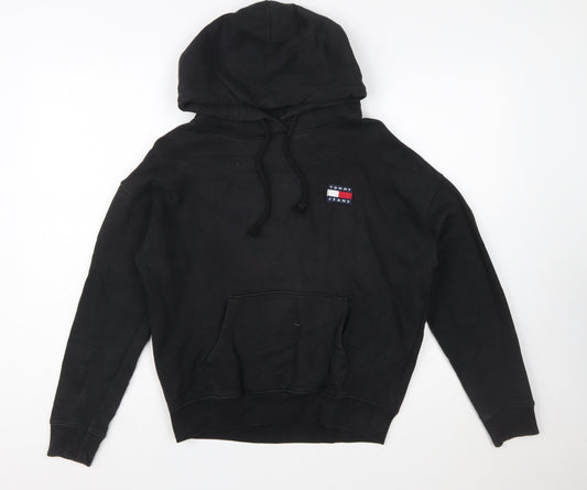 Tommy Jeans Women Black Small Pullover Hoodie Cotton Casual