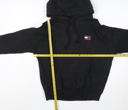 Tommy Jeans Women Black Small Pullover Hoodie Cotton Casual