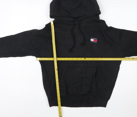 Tommy Jeans Women Black Small Pullover Hoodie Cotton Casual