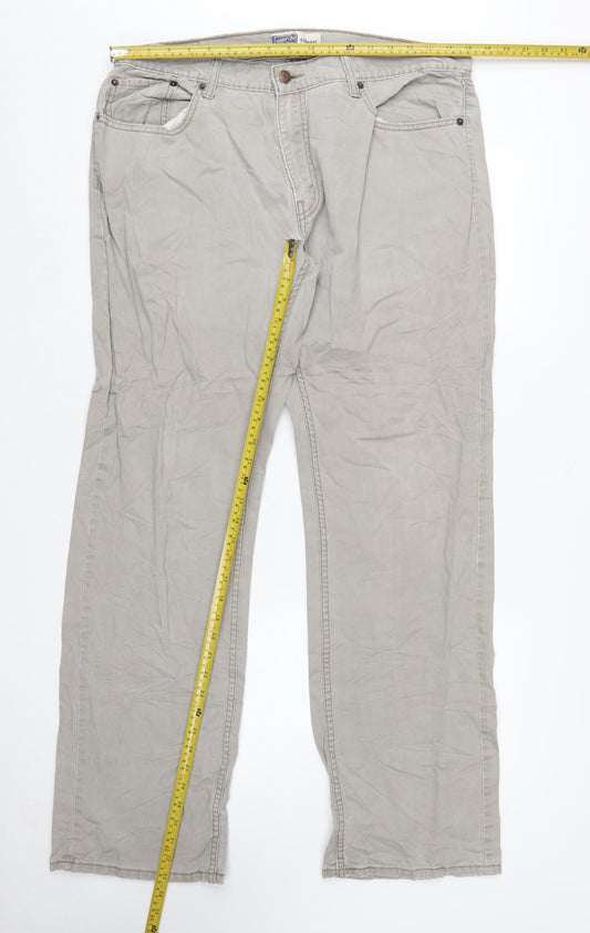 Levi Strauss Men's Beige Straight Fit Jeans 36W 34L Cotton Denim