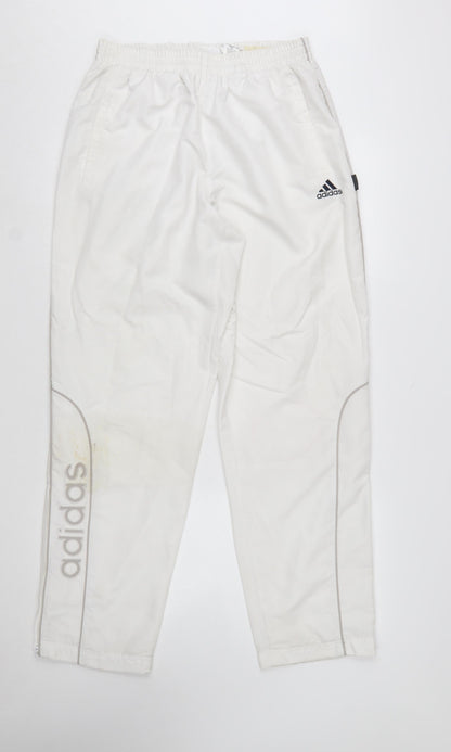 Adidas Men's White Polyester Jogger Trousers Size M